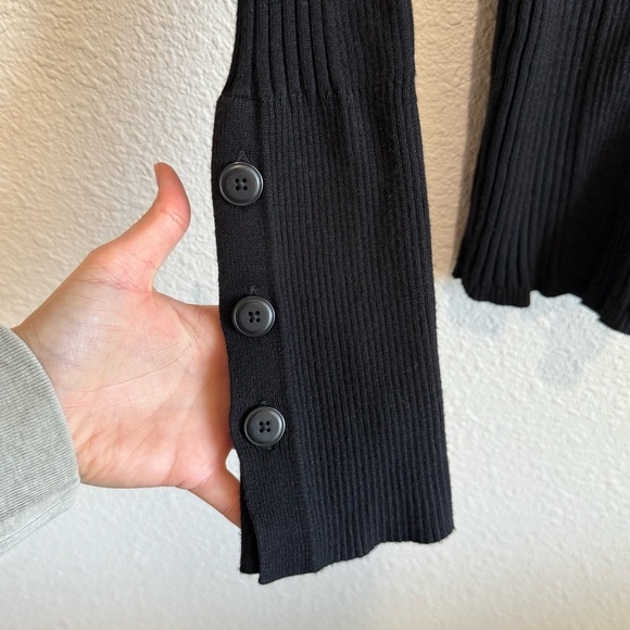 By Anthropologie Womens Large Black Ribbed Turtleneck Sweater Stretchy Minimal - Picture 10 of 12